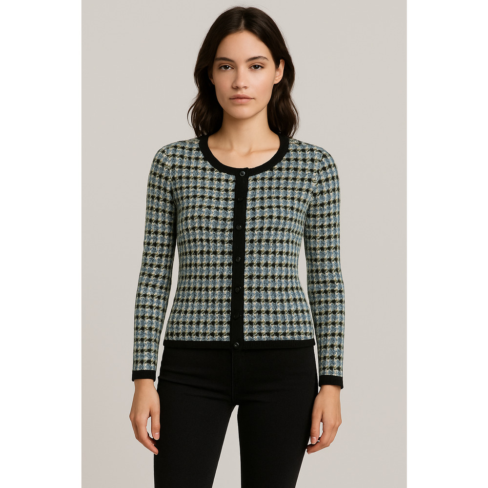 Marc Jacobs Wool Blend Knit Button Front Cardigan Blk Blue Size6 Parisian style